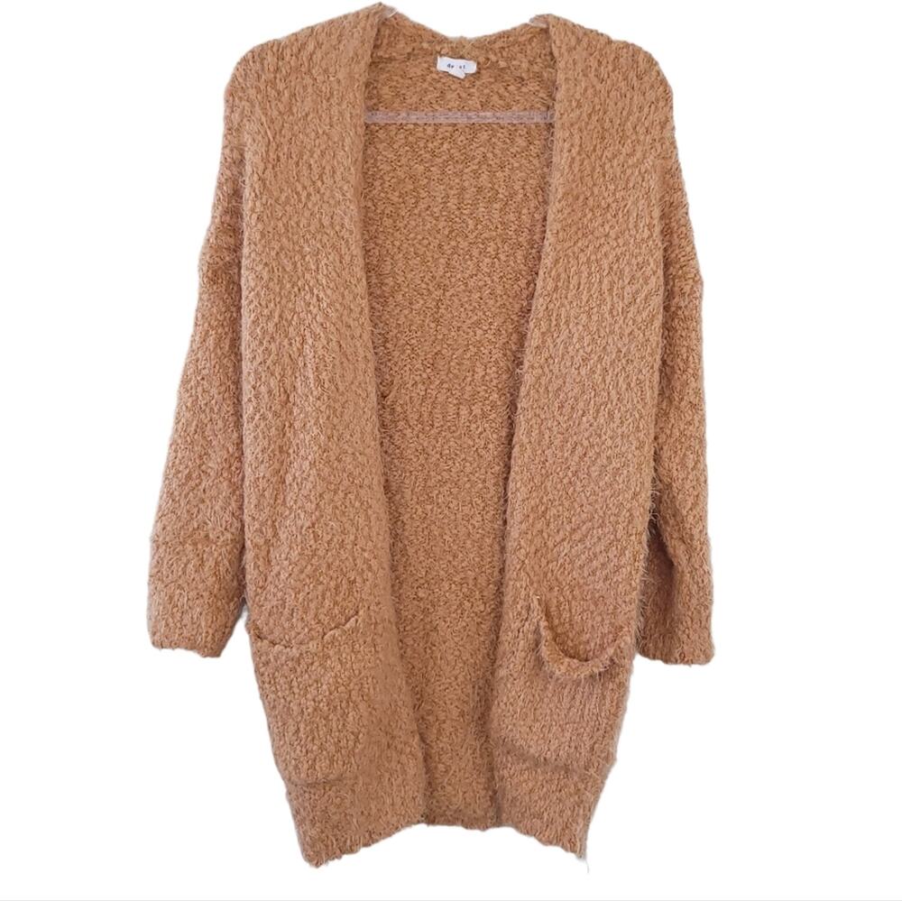 Debut Long Cardigan Sweater Small/Medium Mustard Yellow Gold Open Front